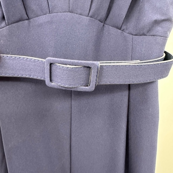 MODCLOTH V neck sleeveless belted navy pant suit.  Medium - Picture 7 of 13